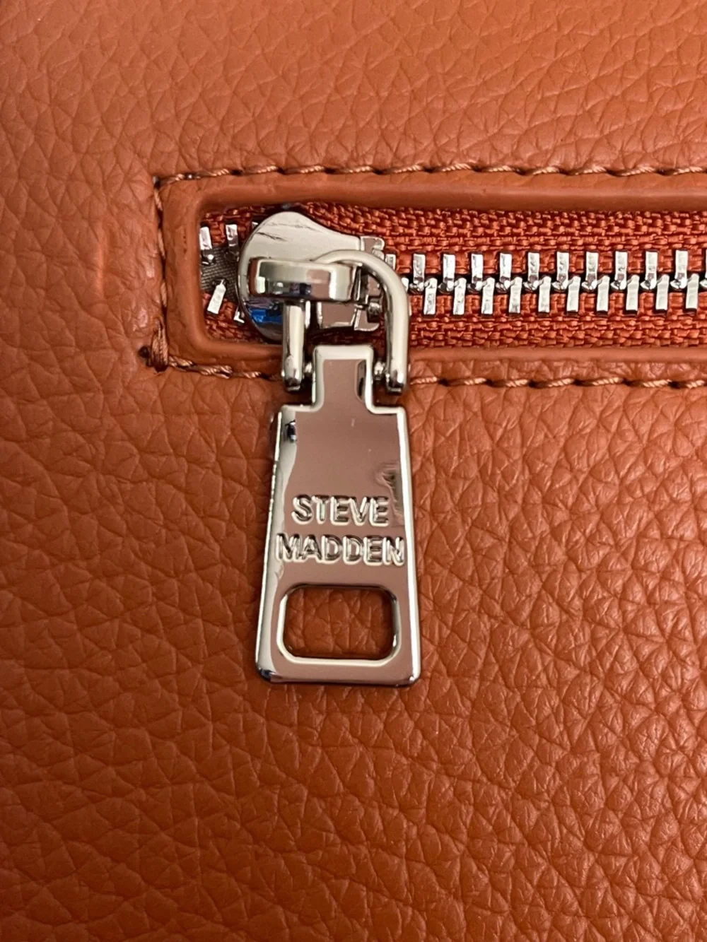 Steve Madden Embossed SM Top-Handle-Crossbody Satchel in Brown Cognac